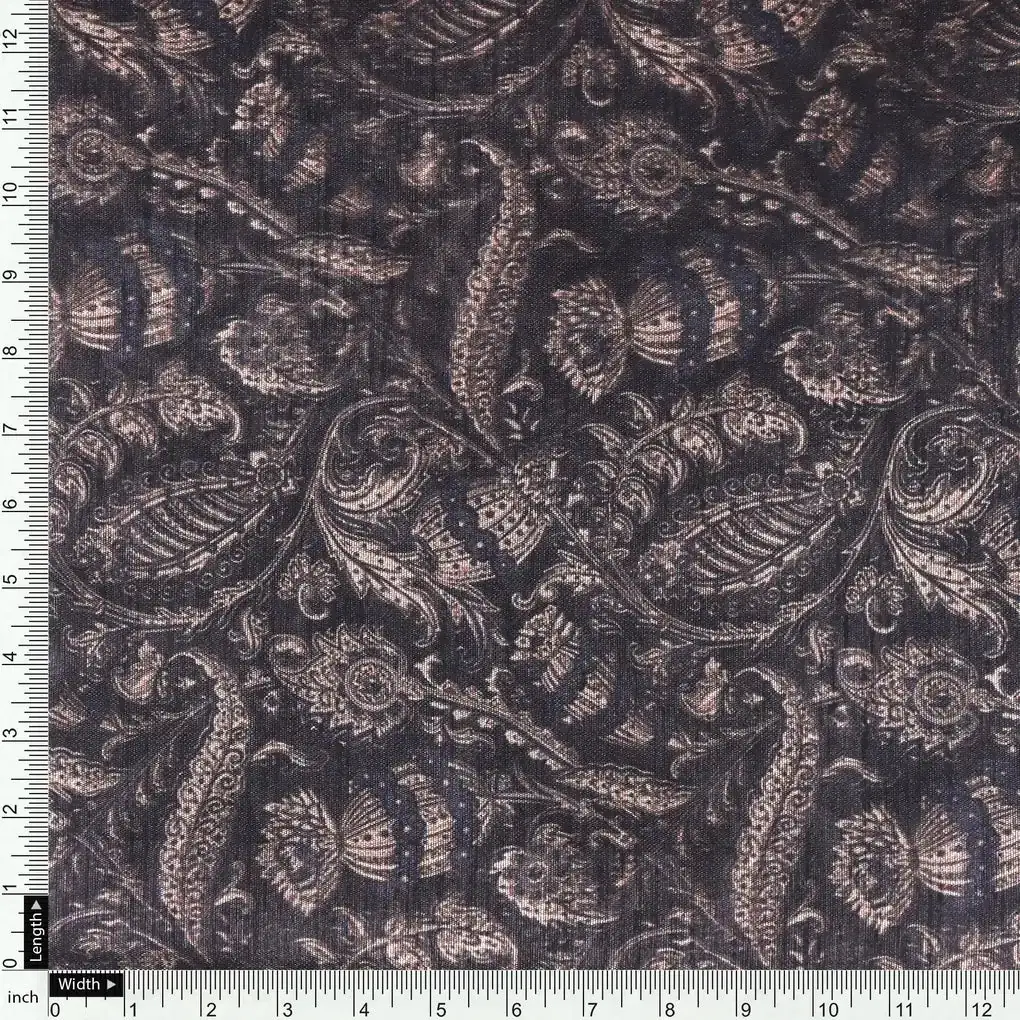 Brown Paisley Seamless Digital Printed Fabric - Image 4