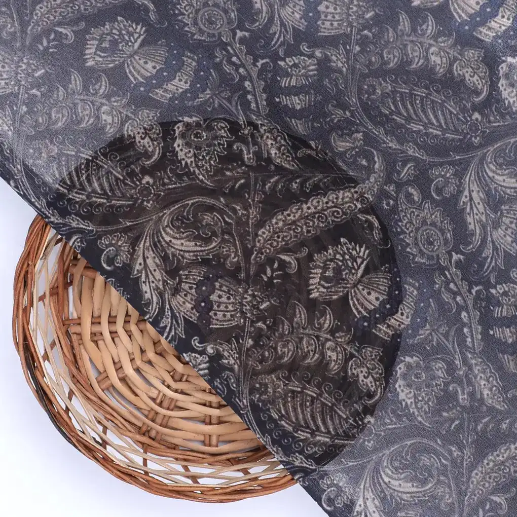 Brown Paisley Seamless Digital Printed Fabric - Image 2