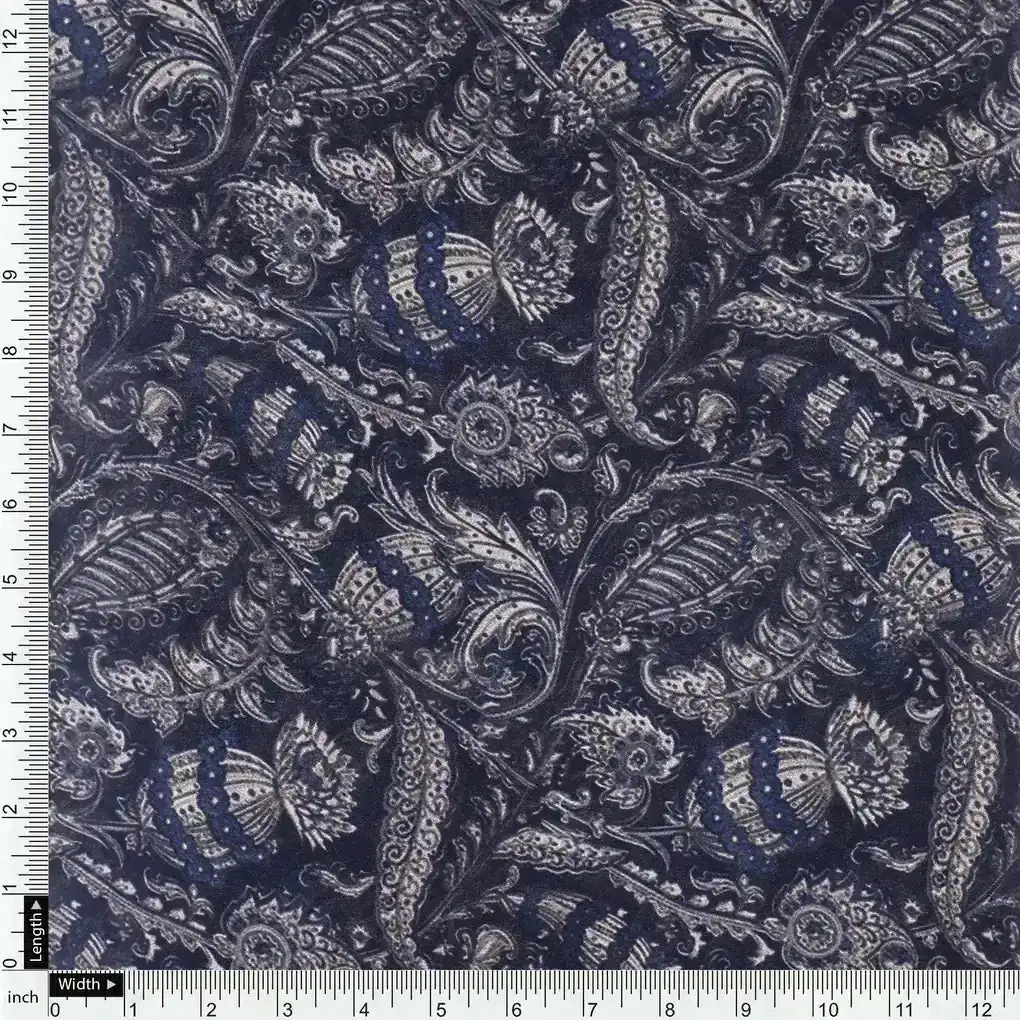 Brown Paisley Seamless Digital Printed Fabric - Image 4