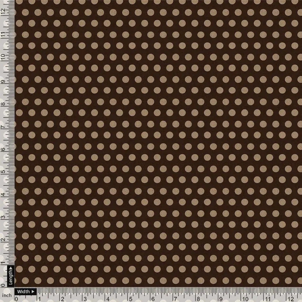 Brown Polka Dot Digital Printed Fabric - Image 4
