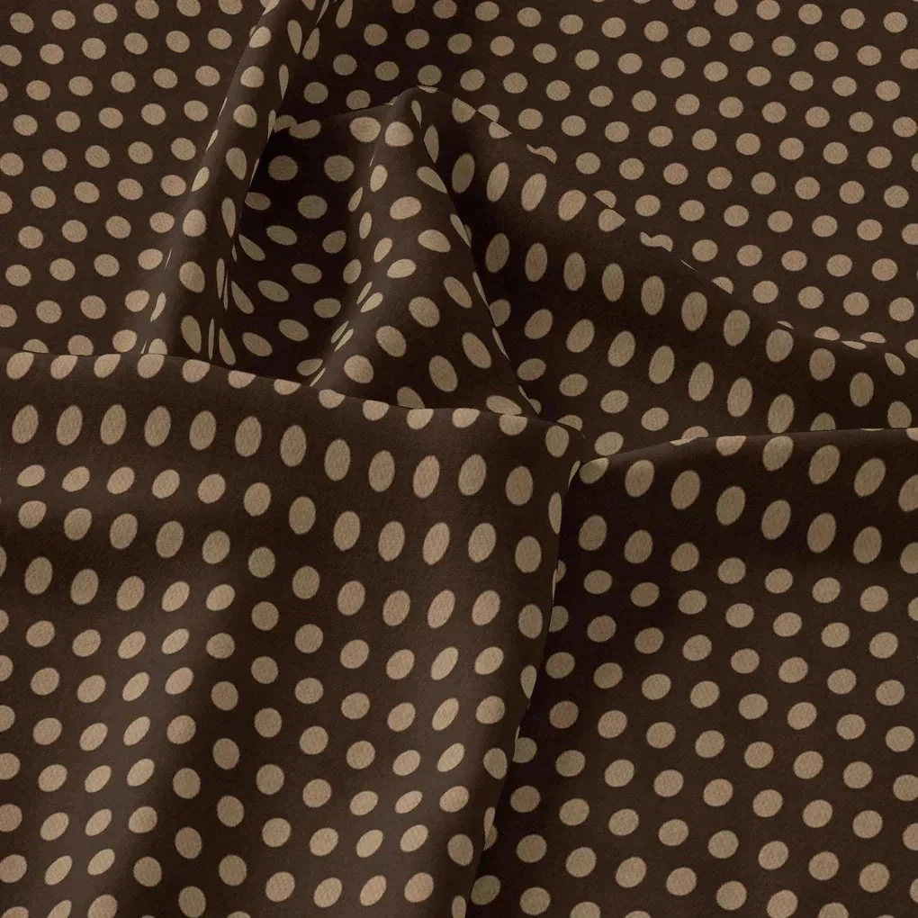 Brown Polka Dot Digital Printed Fabric - Japan Satin - Image 3