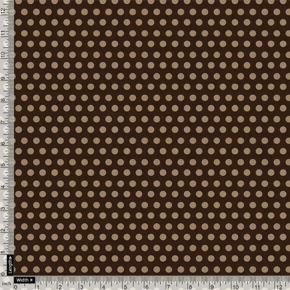Brown Polka Dot Digital Printed Fabric - Kora Silk - Image 4