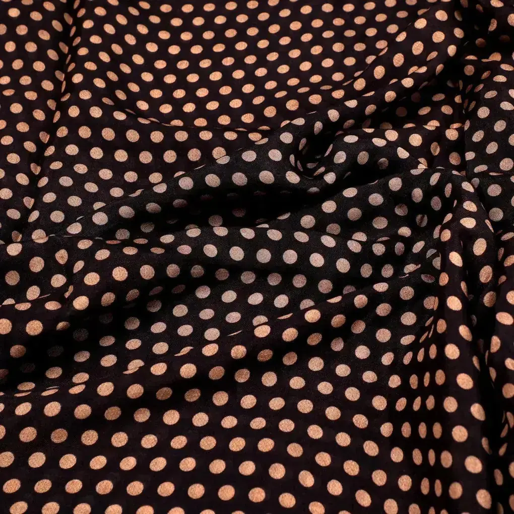 Brown Polka Dot Digital Printed Fabric - Pure Muslin - Image 3