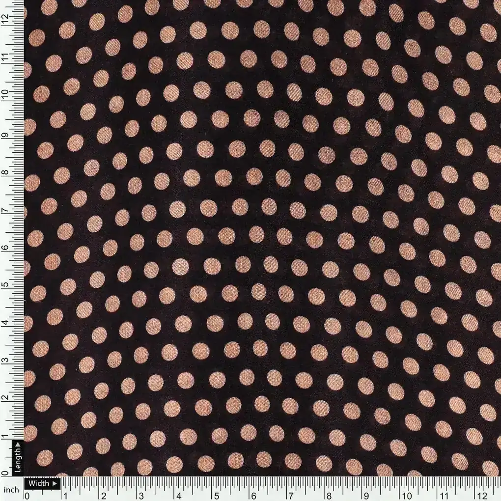 Brown Polka Dot Digital Printed Fabric - Pure Muslin - Image 4