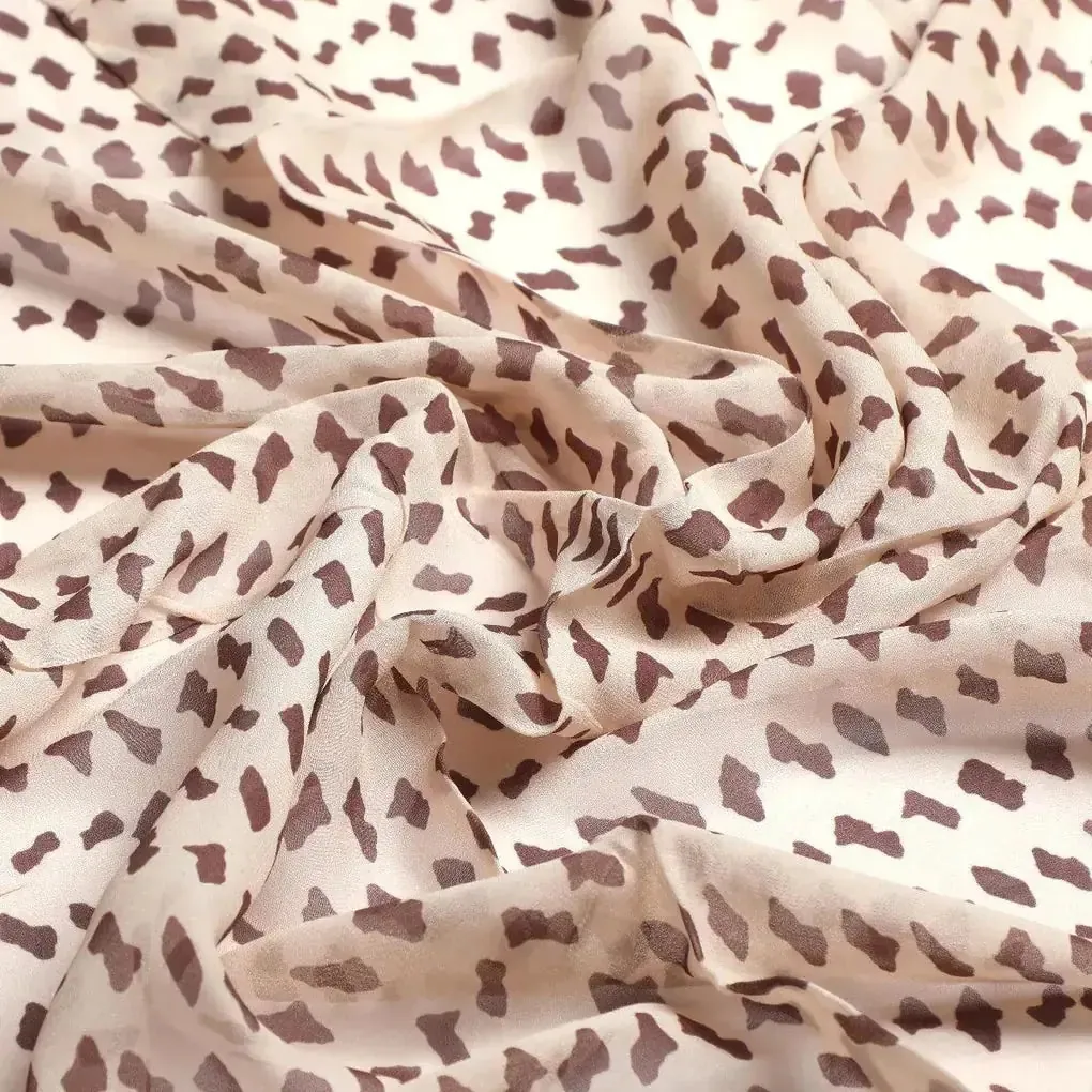 Brown Stones Digital Printed Fabric - Pure Georgette - Image 3