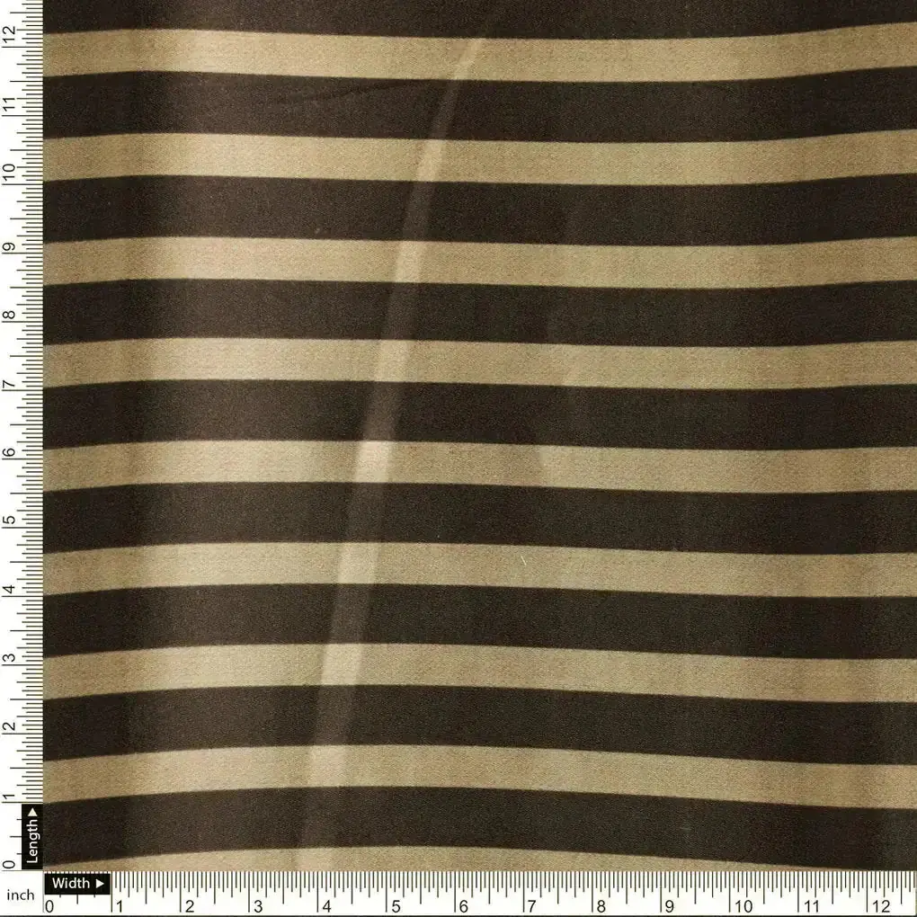 Brown Stripes Digital Printed Fabric - Japan Satin - Image 4