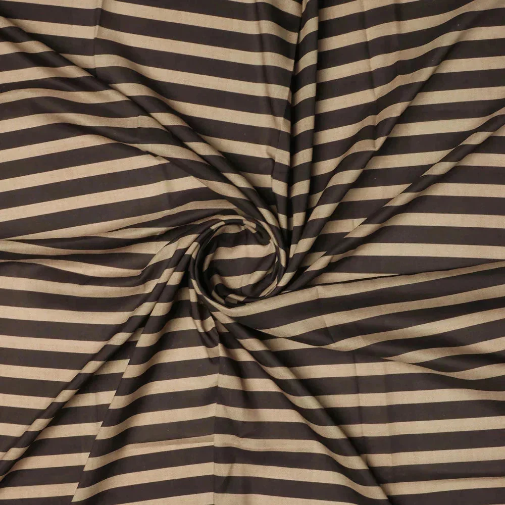 Brown Stripes Digital Printed Fabric - Kora Silk - Image 2