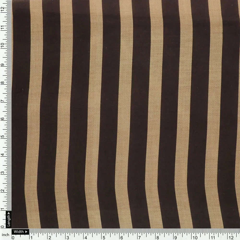Brown Stripes Digital Printed Fabric - Kora Silk - Image 4
