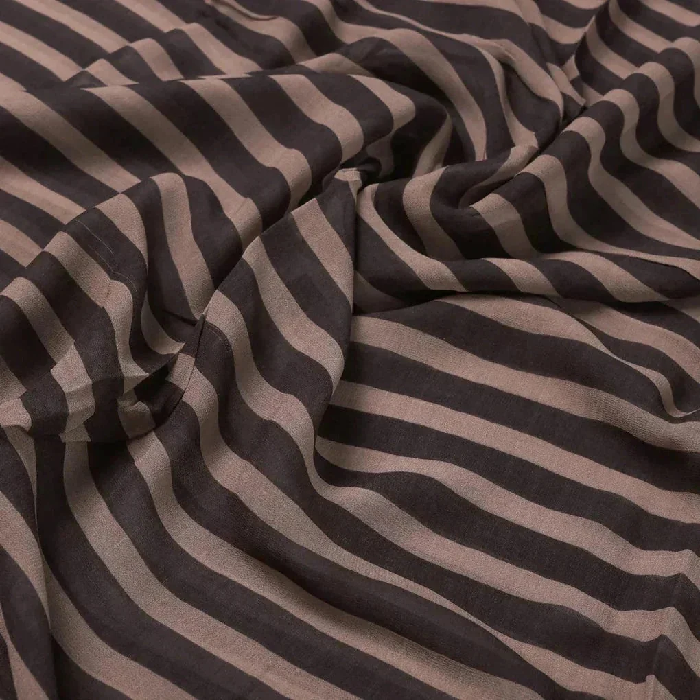 Brown Stripes Digital Printed Fabric - Pure Georgette - Image 3