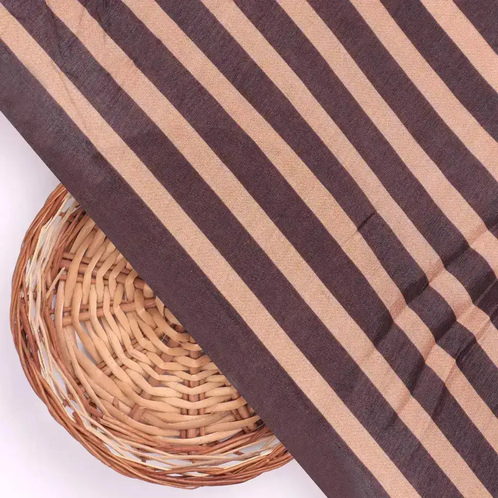 Brown Stripes Digital Printed Fabric - Pure Muslin - Image 2