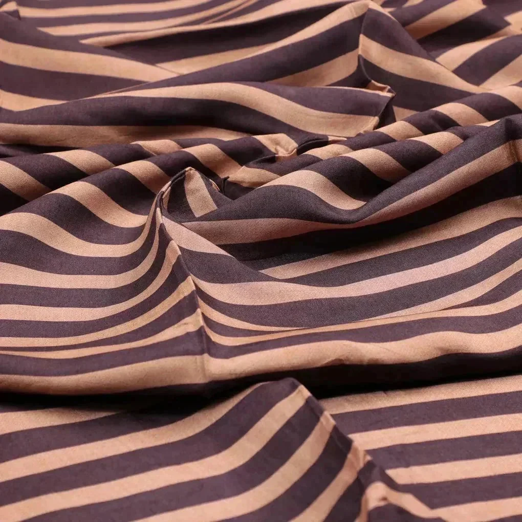 Brown Stripes Digital Printed Fabric - Pure Muslin - Image 3