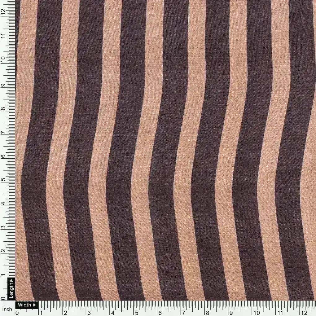 Brown Stripes Digital Printed Fabric - Pure Muslin - Image 4