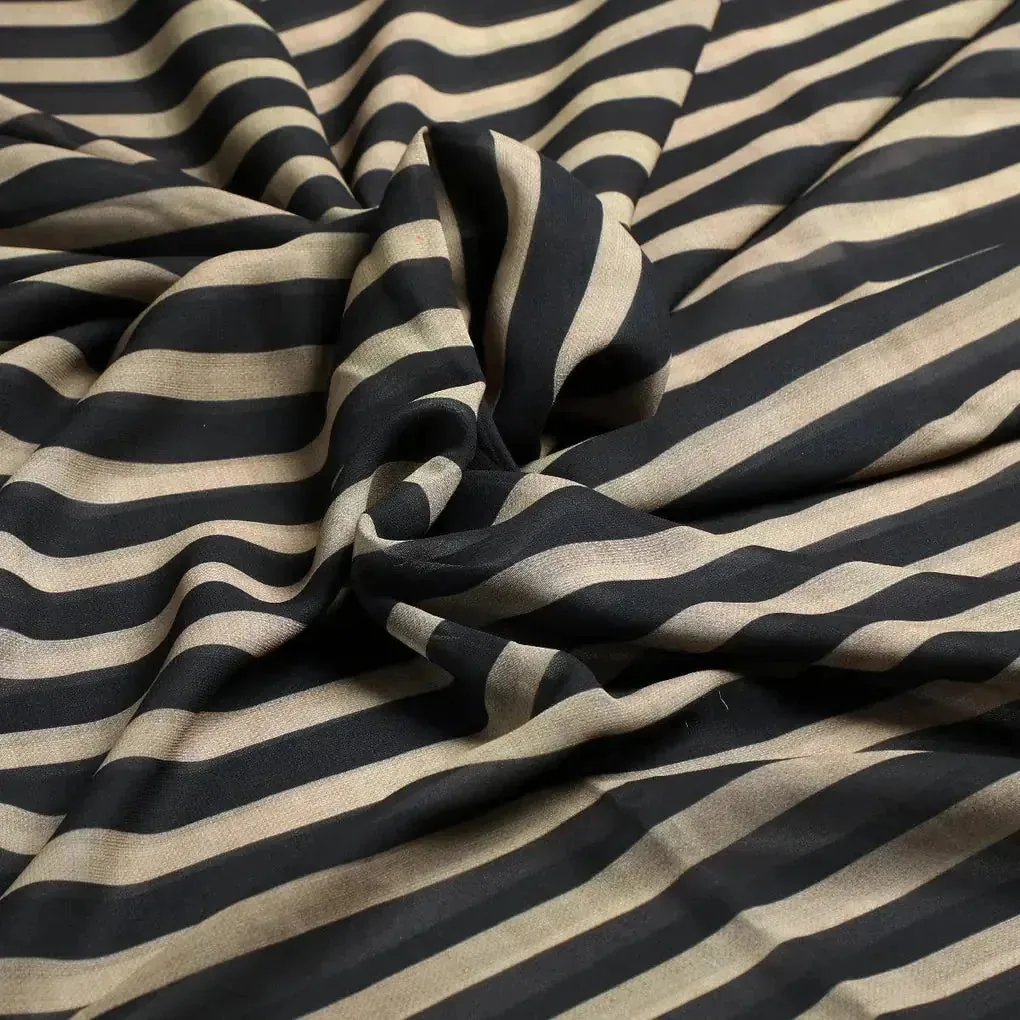 Brown Stripes Digital Printed Fabric - Weightless - Image 3