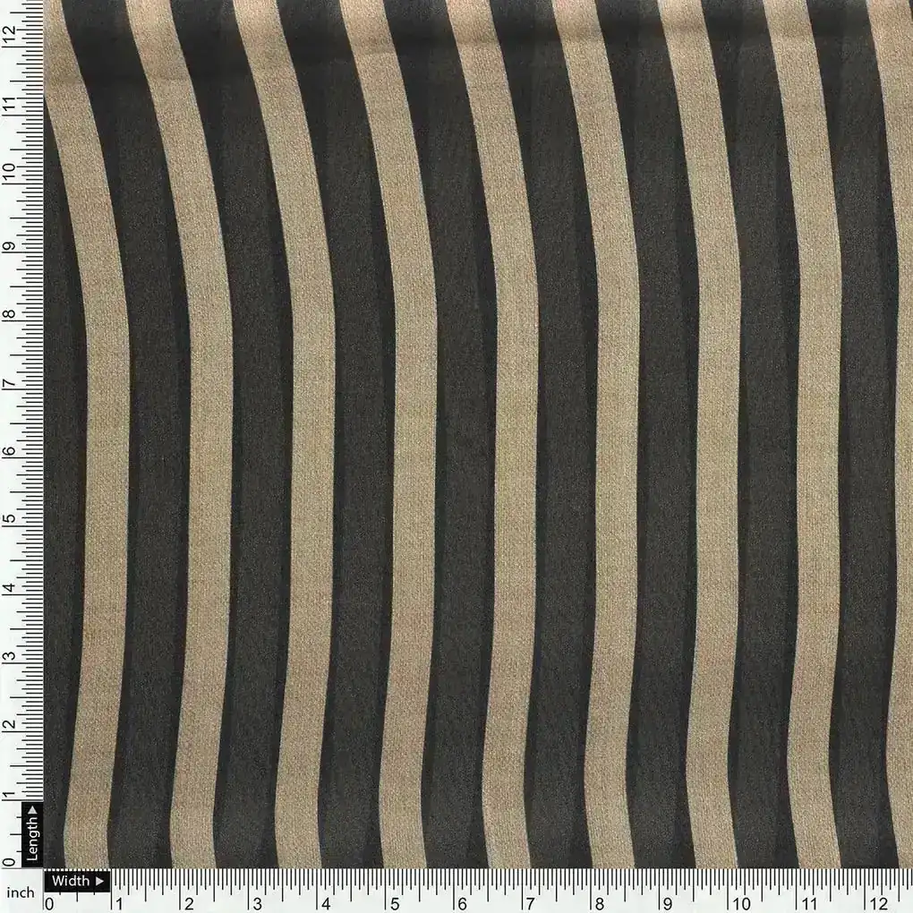 Brown Stripes Digital Printed Fabric - Weightless - Image 4