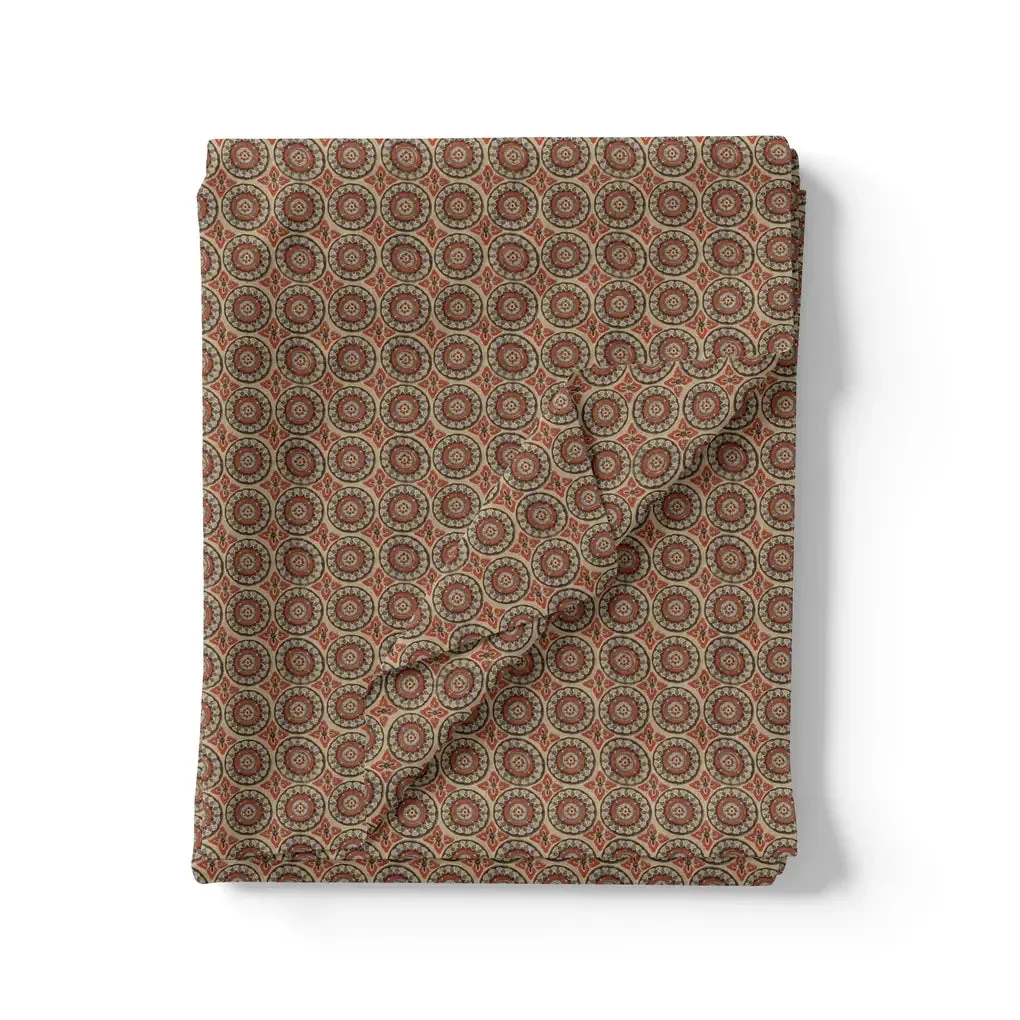 Browny Abstract Circle Repeat Digital Printed Fabric - Image 3