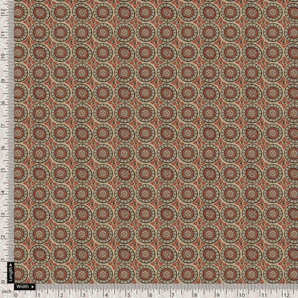 Browny Abstract Circle Repeat Digital Printed Fabric - Image 5