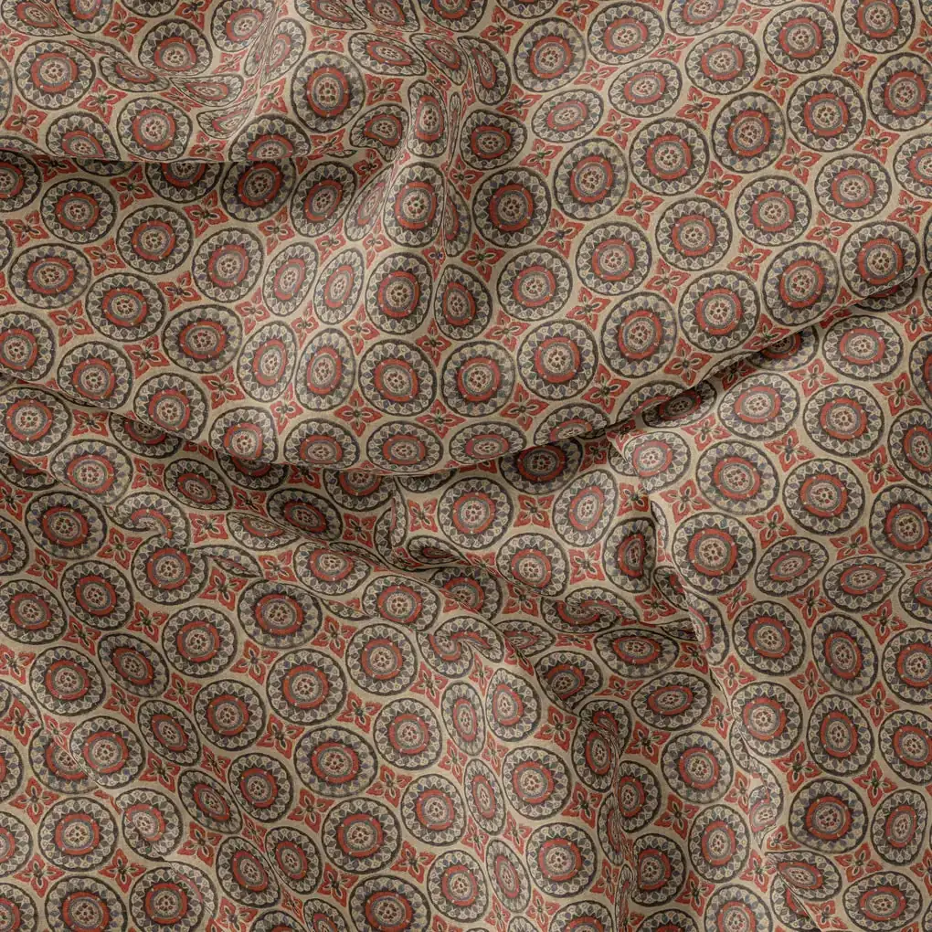 Browny Abstract Circle Repeat Digital Printed Fabric - Weightless - Image 4