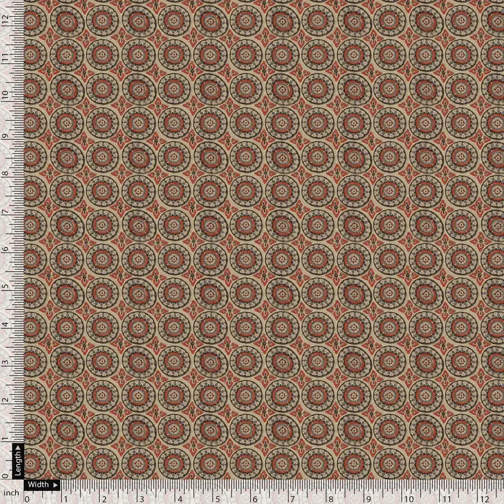 Browny Abstract Circle Repeat Digital Printed Fabric - Weightless - Image 5