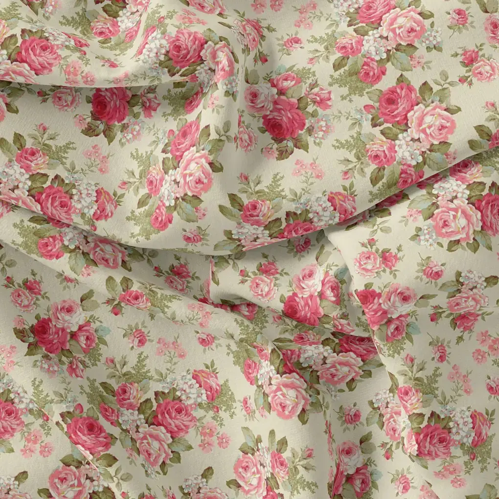 Bunch Of Flower White Orchid Digital Printed Fabric - Image 3