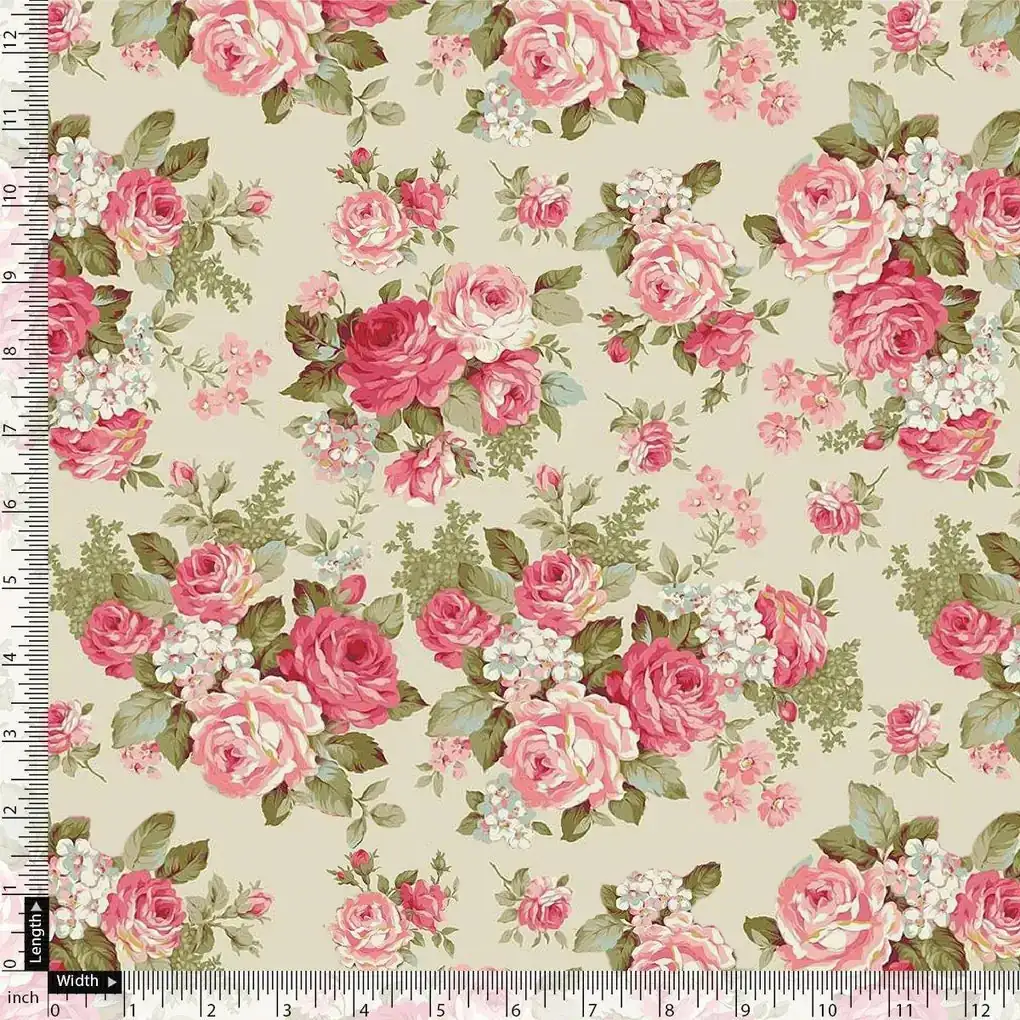 Bunch Of Flower White Orchid Digital Printed Fabric - Image 4