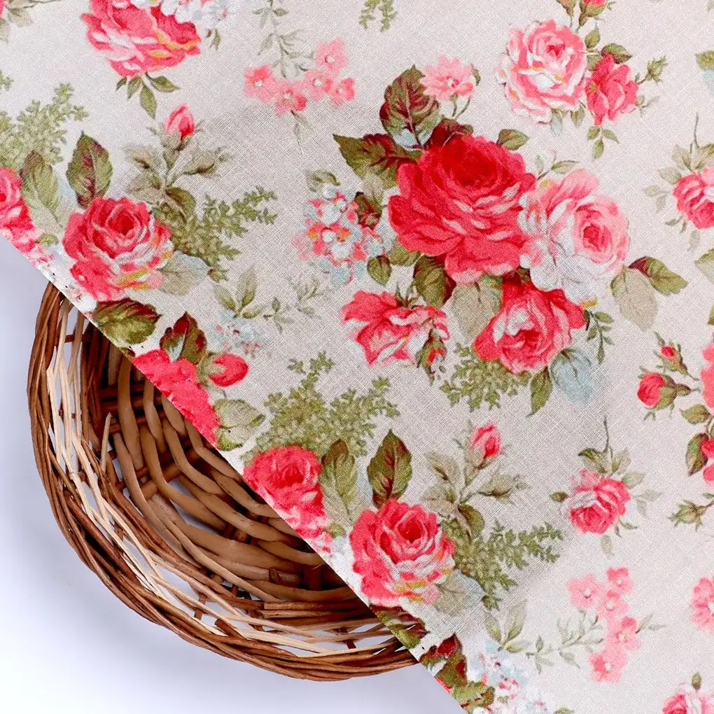 Bunch Of Flower White Orchid Digital Printed Fabric - Cotton - Image 2
