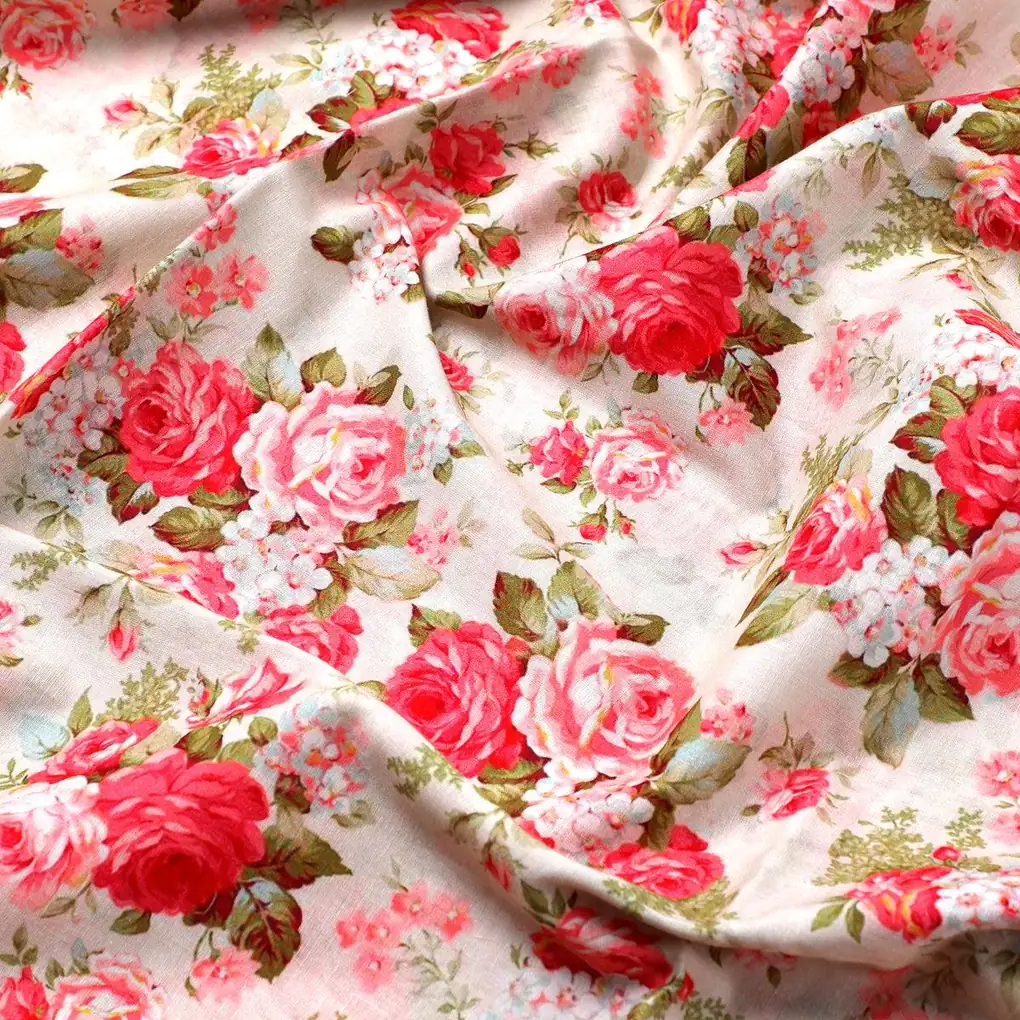 Bunch Of Flower White Orchid Digital Printed Fabric - Cotton - Image 3