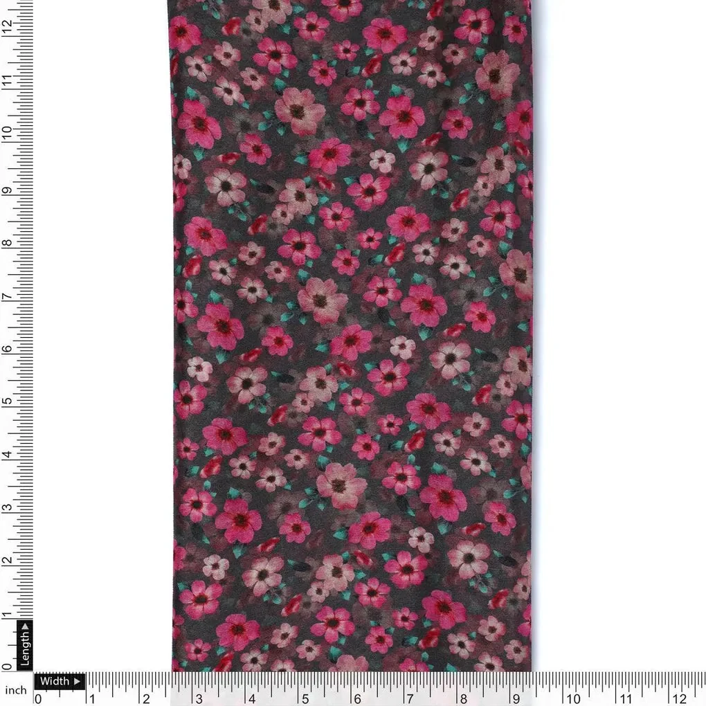 Buttercup Pink Floral Digital Printed Fabric - Pure Chinon - Image 4