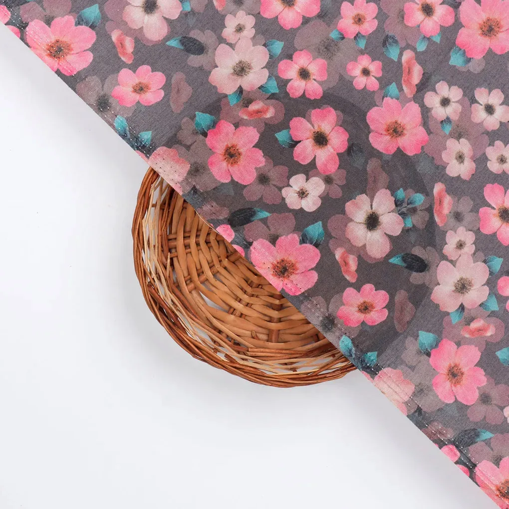 Buttercup Pink Floral Digital Printed Fabric - Pure Cotton - Image 3