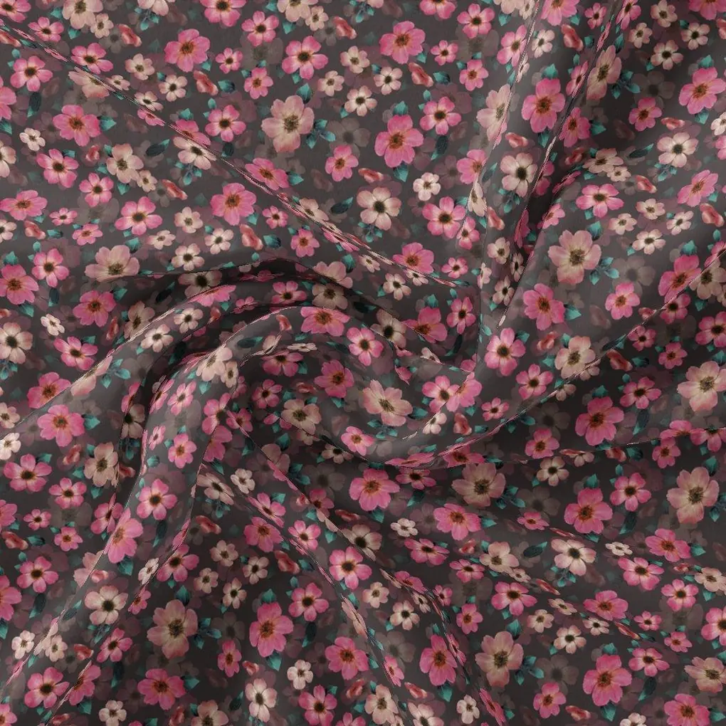Buttercup Pink Floral Digital Printed Fabric - Rayon - Image 3
