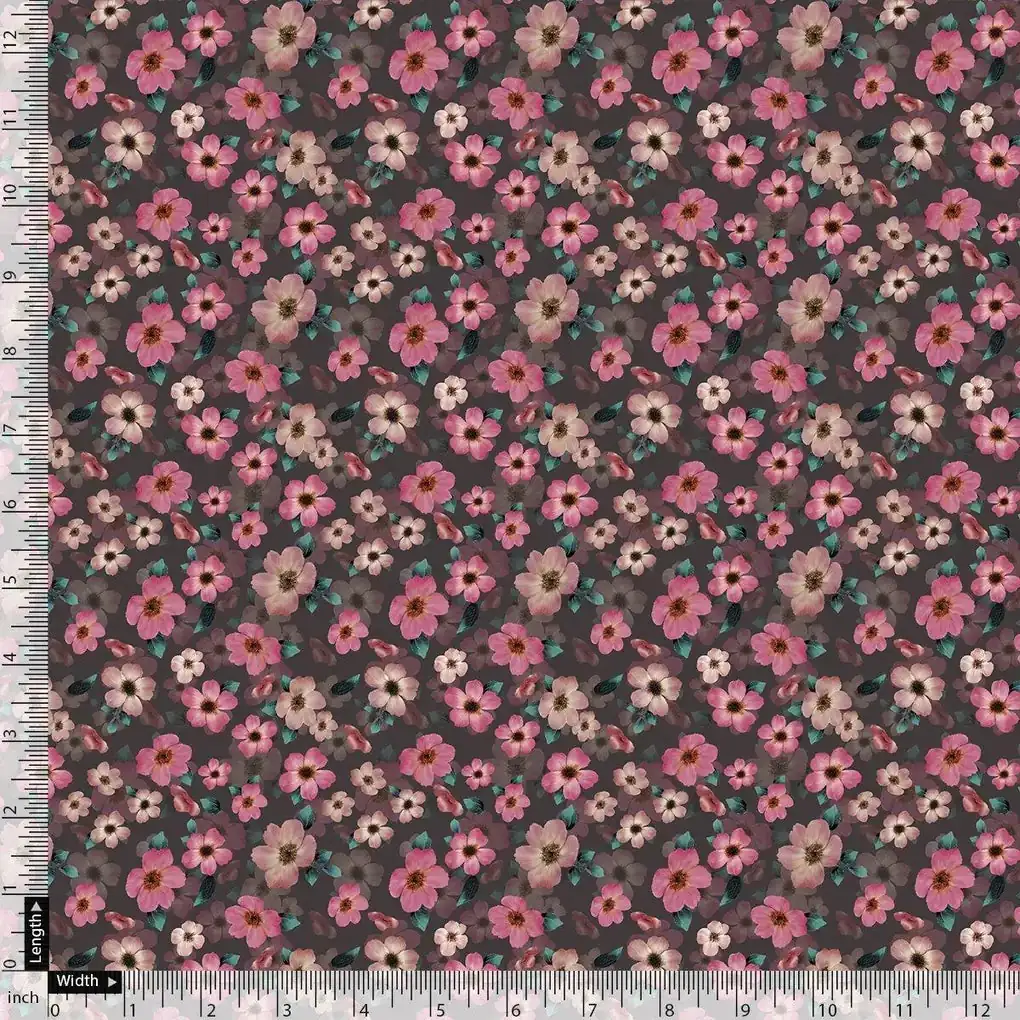 Buttercup Pink Floral Digital Printed Fabric - Rayon - Image 4