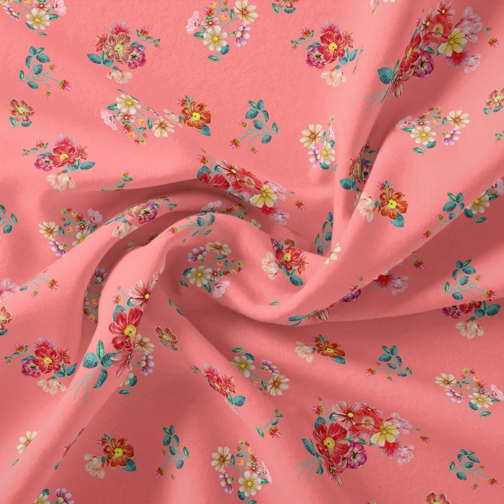Calico Colorful Flower Digital Printed Fabric - Image 3