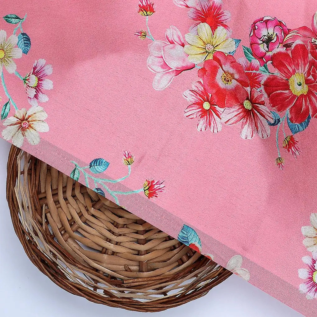 Calico Colorful Flower Digital Printed Fabric - Japan Satin - Image 2