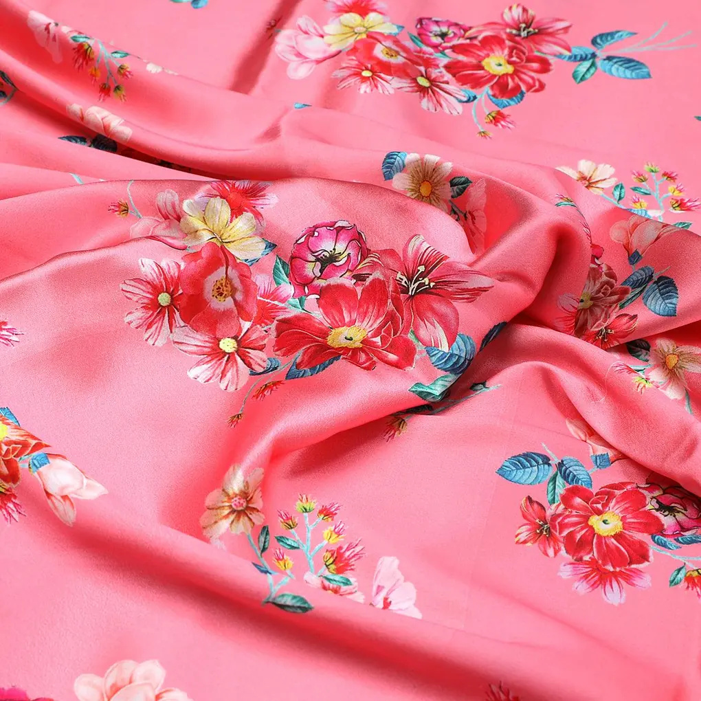 Calico Colorful Flower Digital Printed Fabric - Japan Satin - Image 3