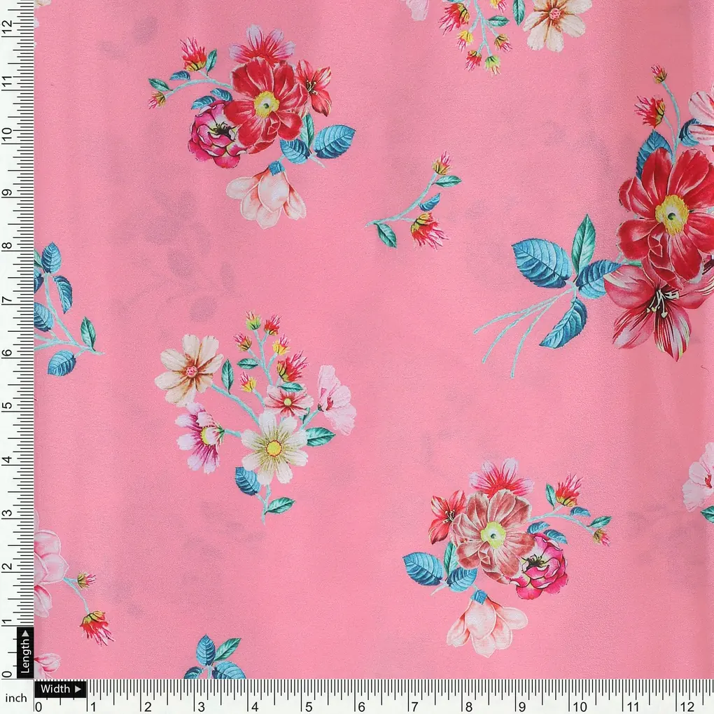 Calico Colorful Flower Digital Printed Fabric - Japan Satin - Image 4
