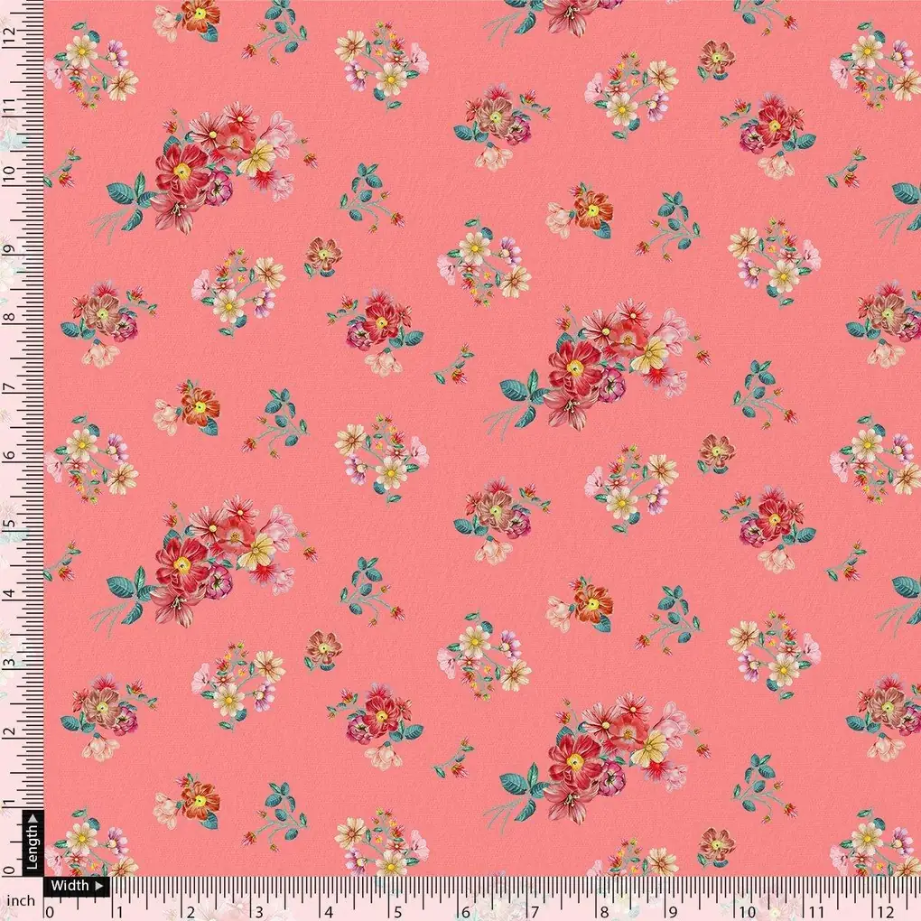 Calico Colorful Flower Digital Printed Fabric - Rayon - Image 4