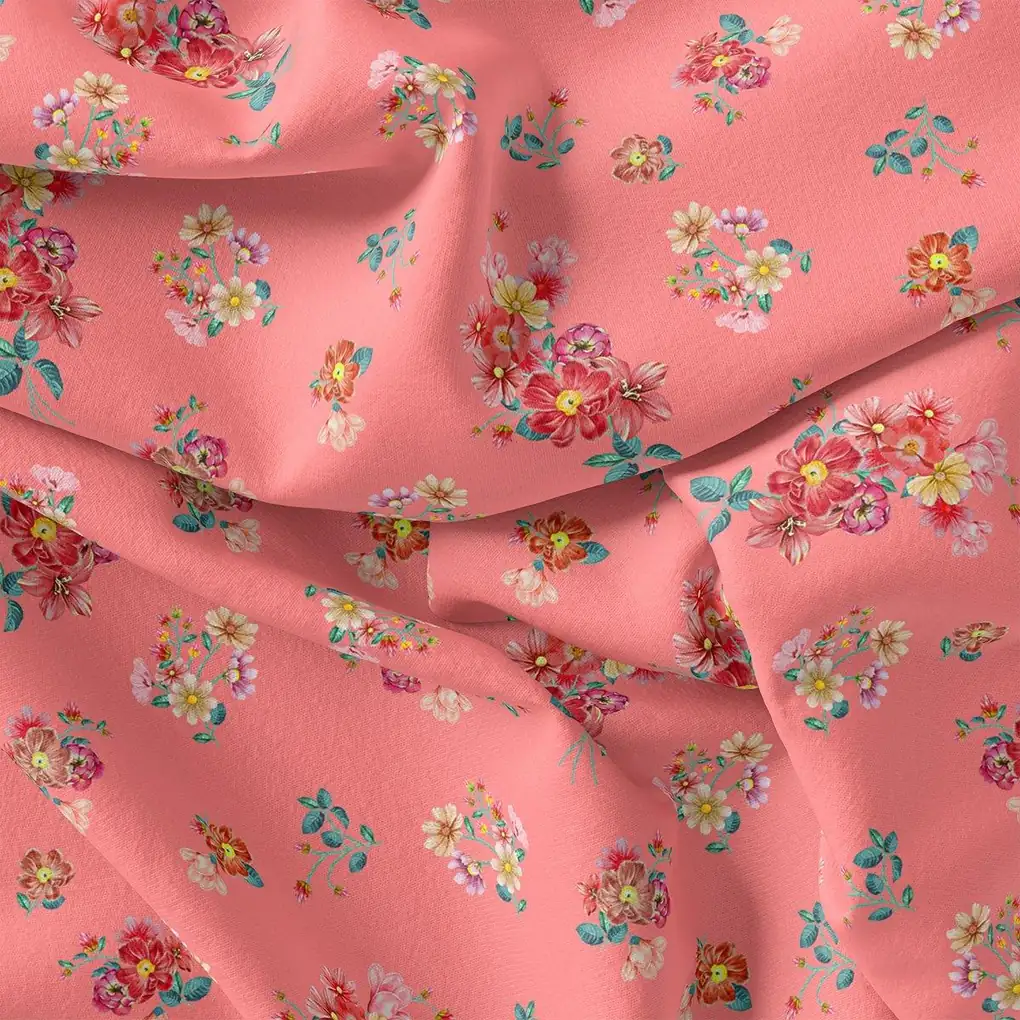 Calico Colorful Flower Digital Printed Fabric - Crepe - Image 3