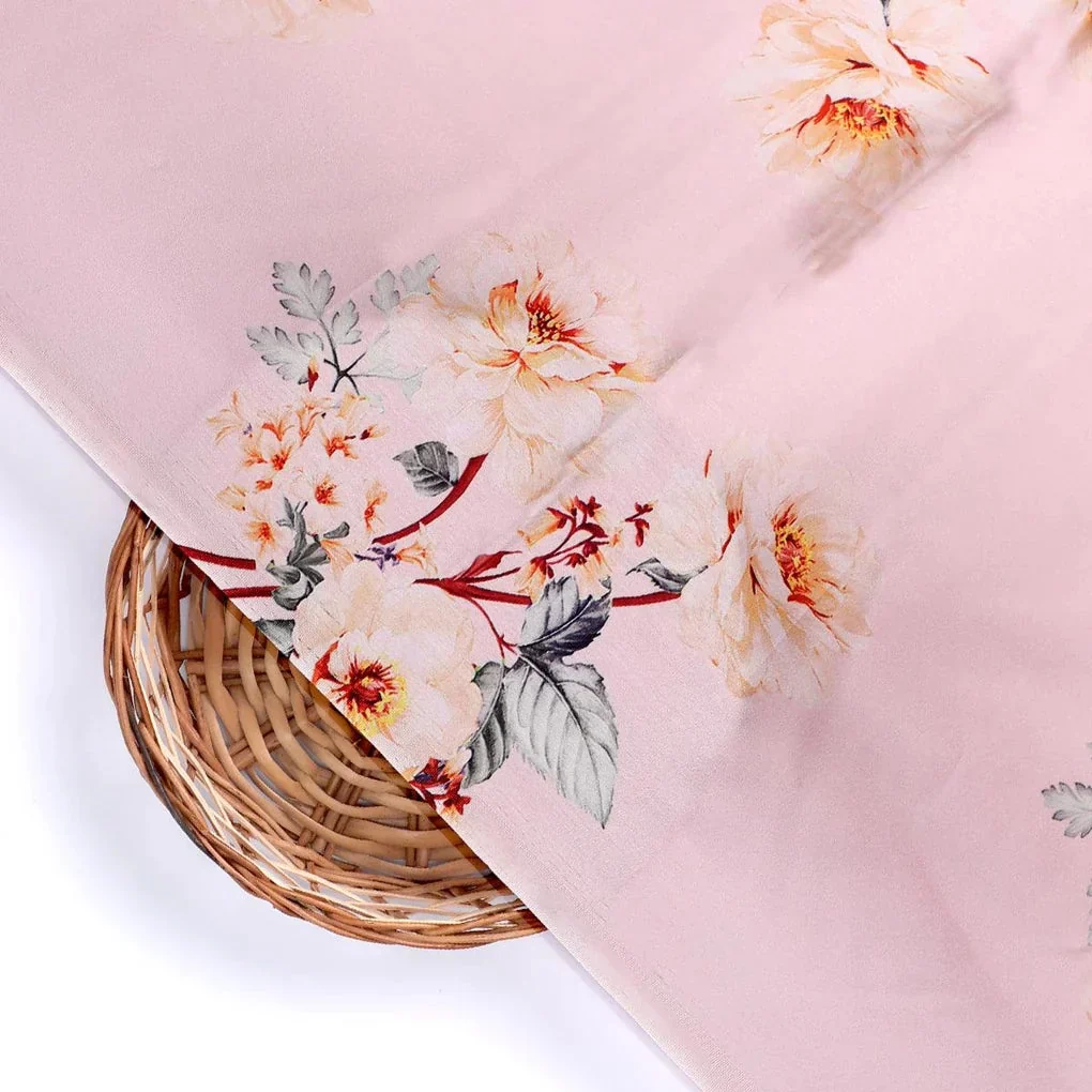 Camellia With Watusi Colour Digital Printed Fabric - Japan Satin - Image 2