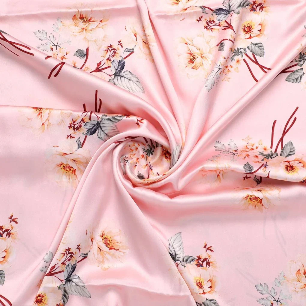 Camellia With Watusi Colour Digital Printed Fabric - Japan Satin - Image 3