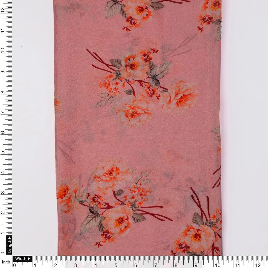 Camellia With Watusi Colour Digital Printed Fabric - Pure Chinon - Image 4