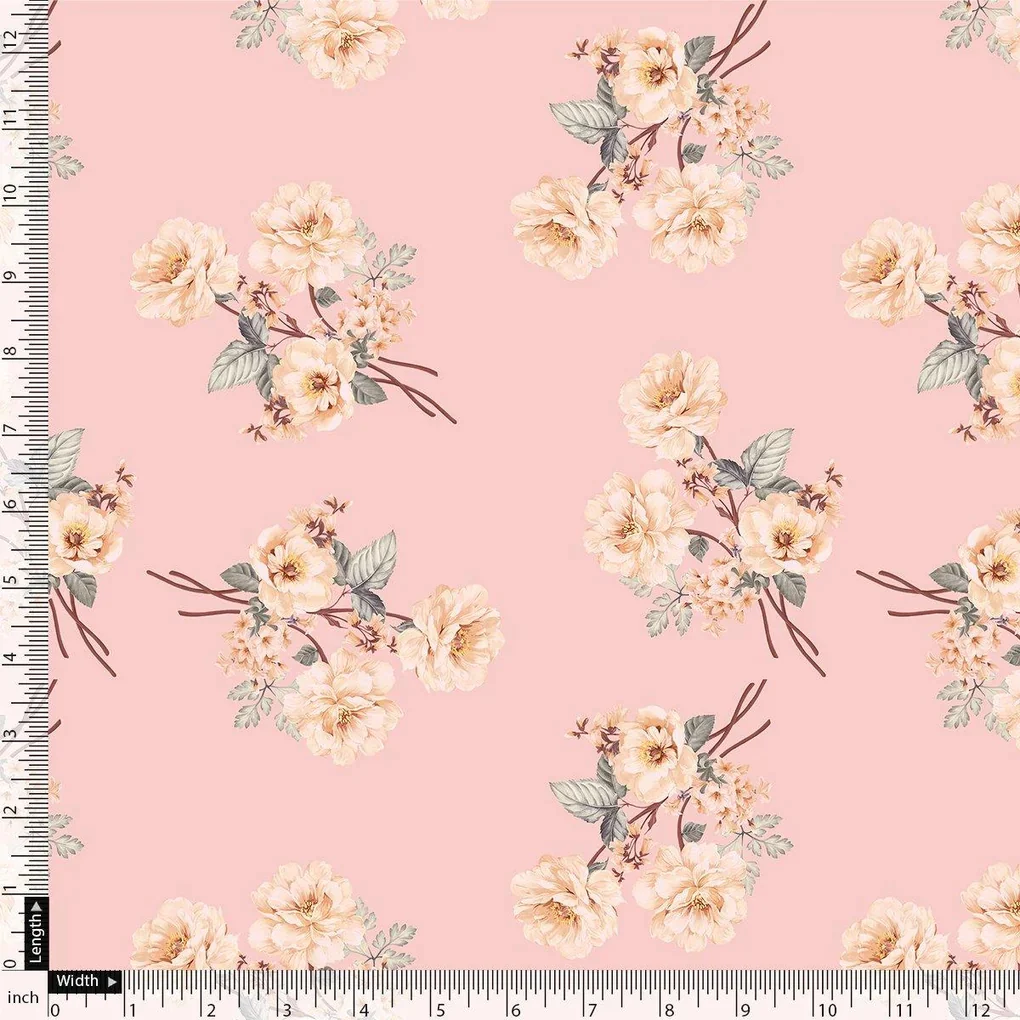 Camellia With Watusi Colour Digital Printed Fabric - Pure Georgette - Image 4