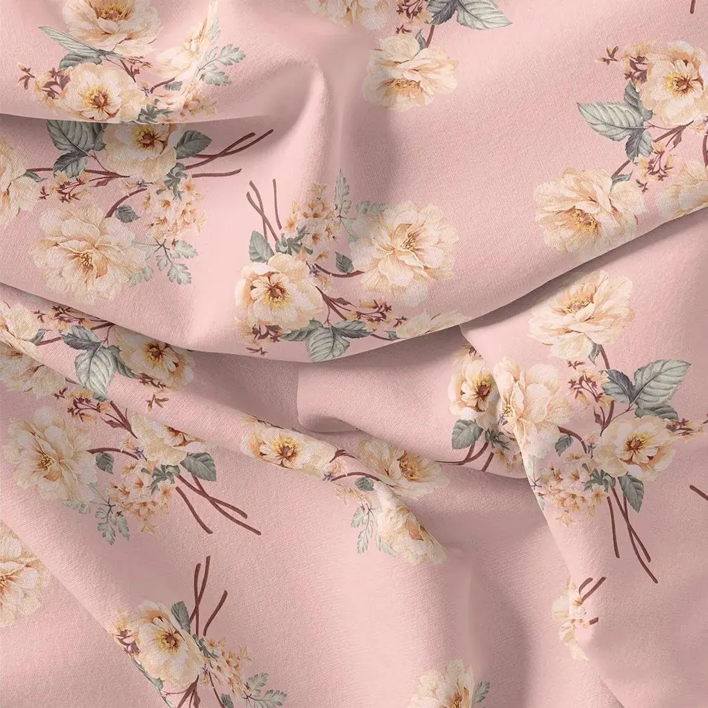 Camellia With Watusi Colour Digital Printed Fabric - Crepe - Image 2