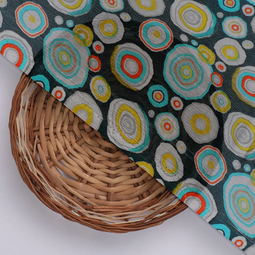 Casual Colourful Watercolour Rounded Digital Printed Fabric - Pure Chinon - Image 2