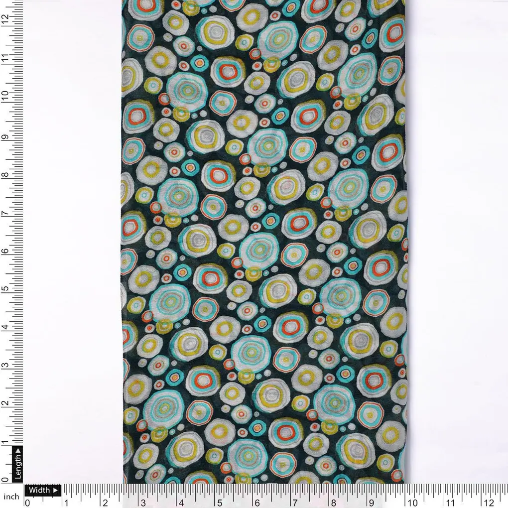 Casual Colourful Watercolour Rounded Digital Printed Fabric - Pure Chinon - Image 4