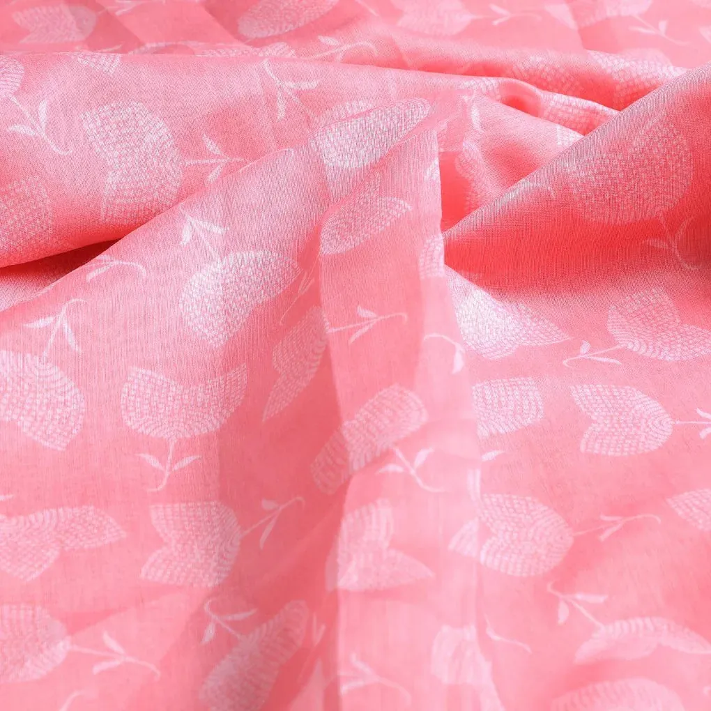Chanderi Digital Printed Decorative Floral Fabric - Image 3