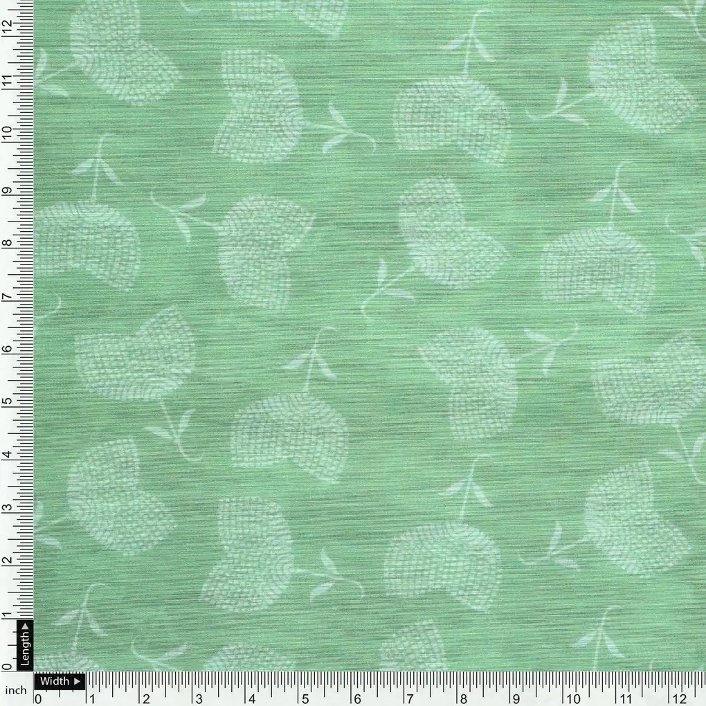 Chanderi Digital Printed Fabric with Decorative Butti Pattern in Green - Image 4