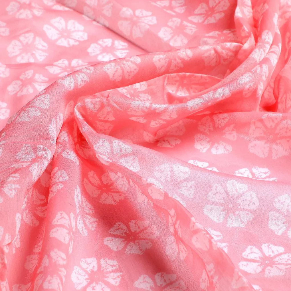 Chanderi Fabric with Pink Floral and Butti Pattern - Image 3