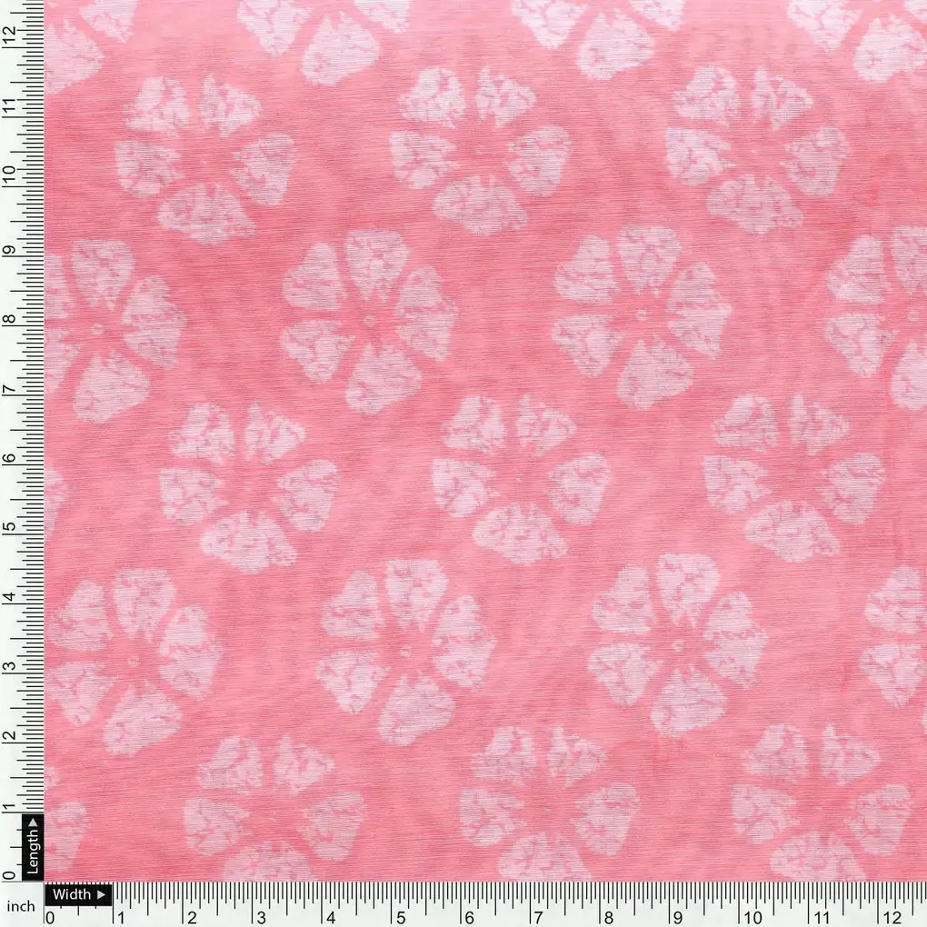 Chanderi Fabric with Pink Floral and Butti Pattern - Image 4