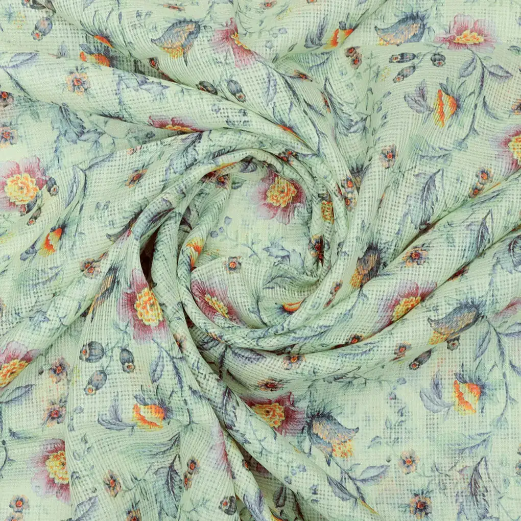 Charming Floral Kota Doria Digital Printed Fabric Material for Dress Making - Image 3