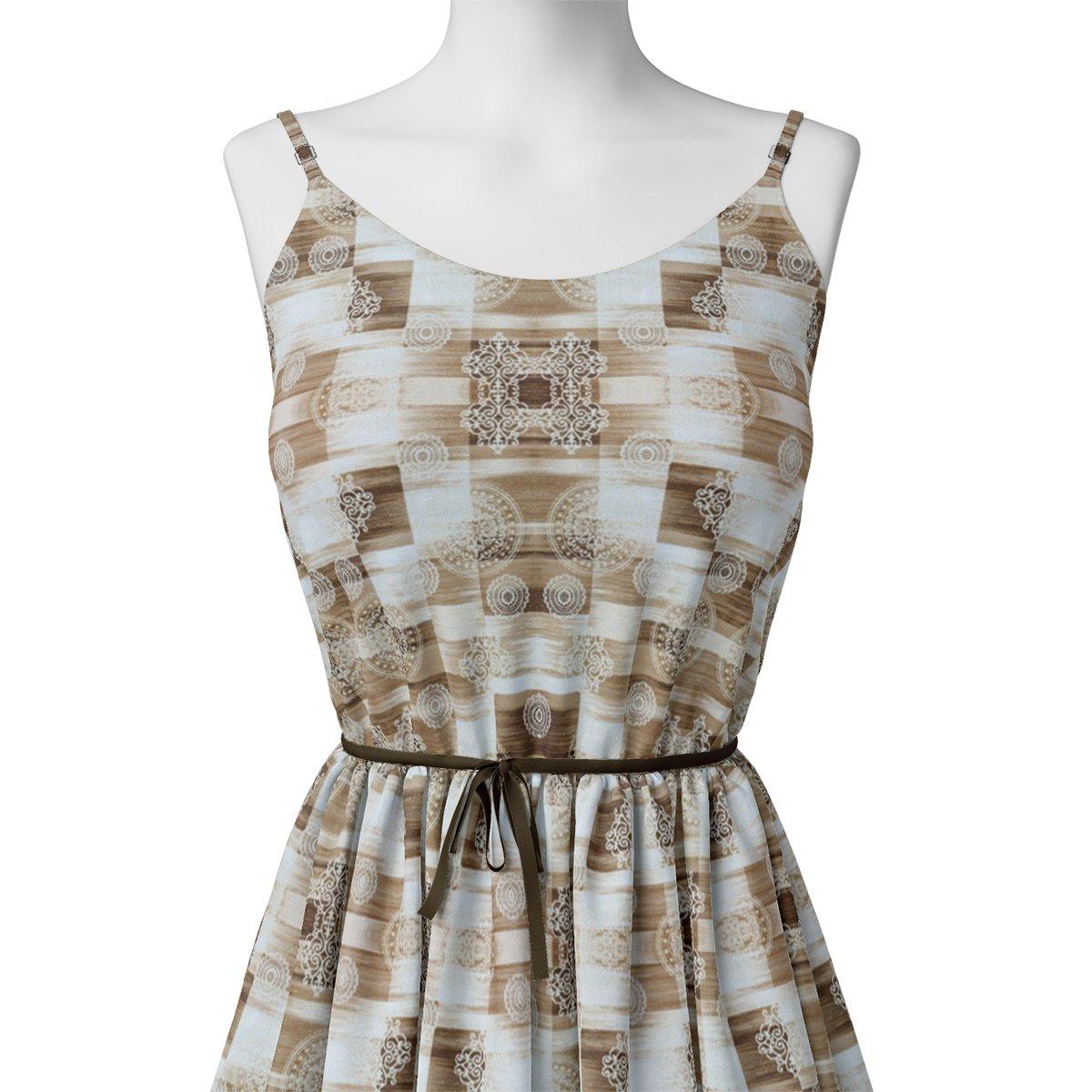 Checkered Pattern With Decorative Motifs Digital Printed Fabric - Image 2