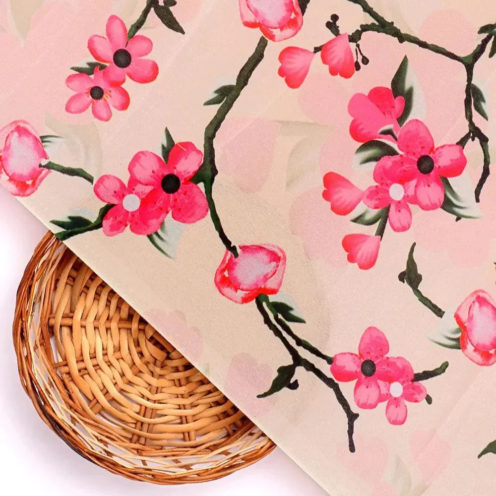 Cherry Red Flower With Branch Digital Printed Fabric  - Crepe - Image 2